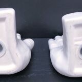 Pair of 80s design ceramic hand bookends