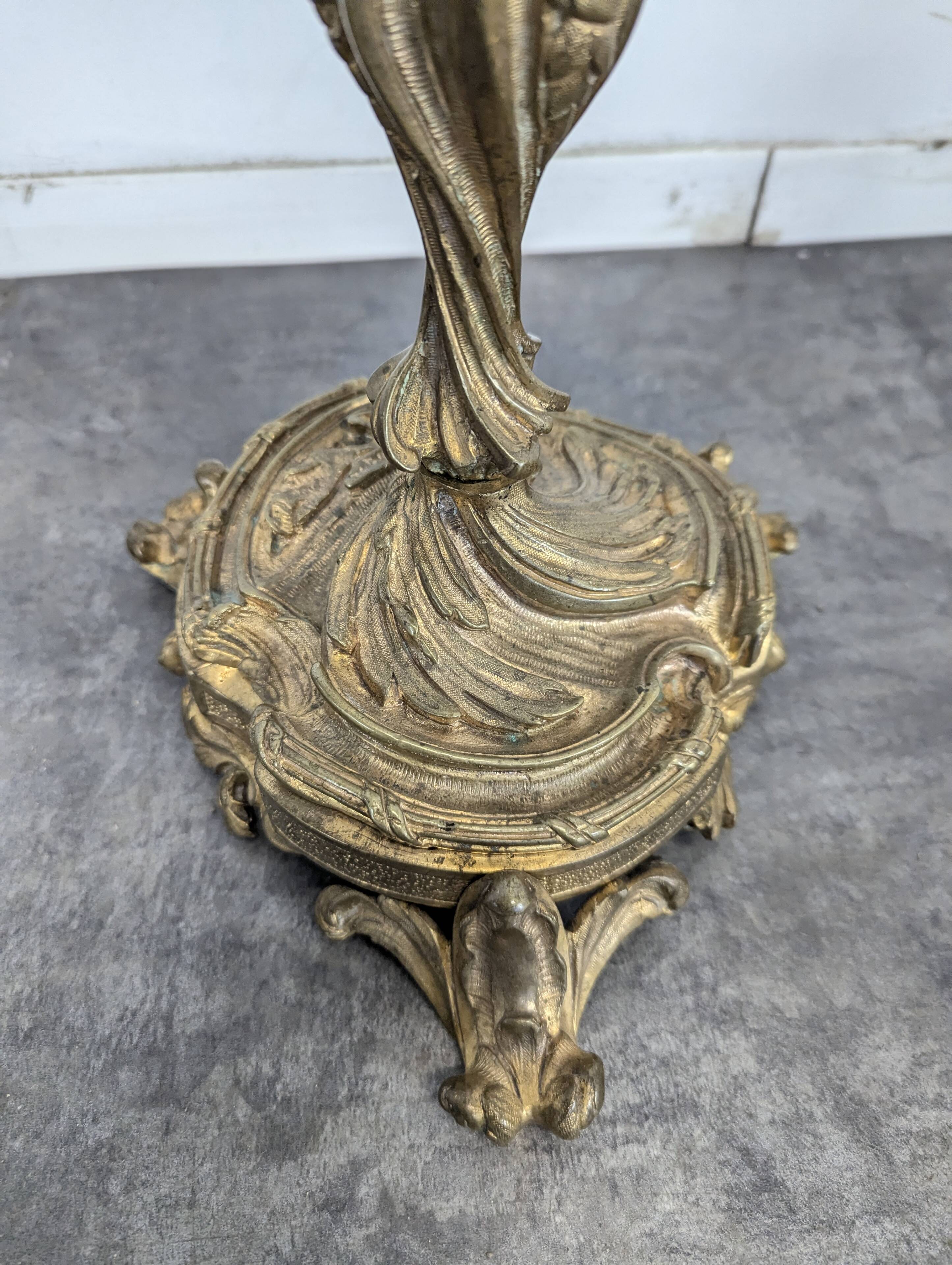 Pair of Candle Holders or Candelabra in Gilded Bronze