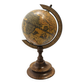 Globe vintage en bois et bronze