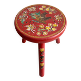 Vintage folk art wooden milk stool / side table