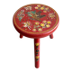 Vintage folk art wooden milk stool / side table