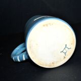 Soufflenheim terracotta pottery pitcher with blue goose decor