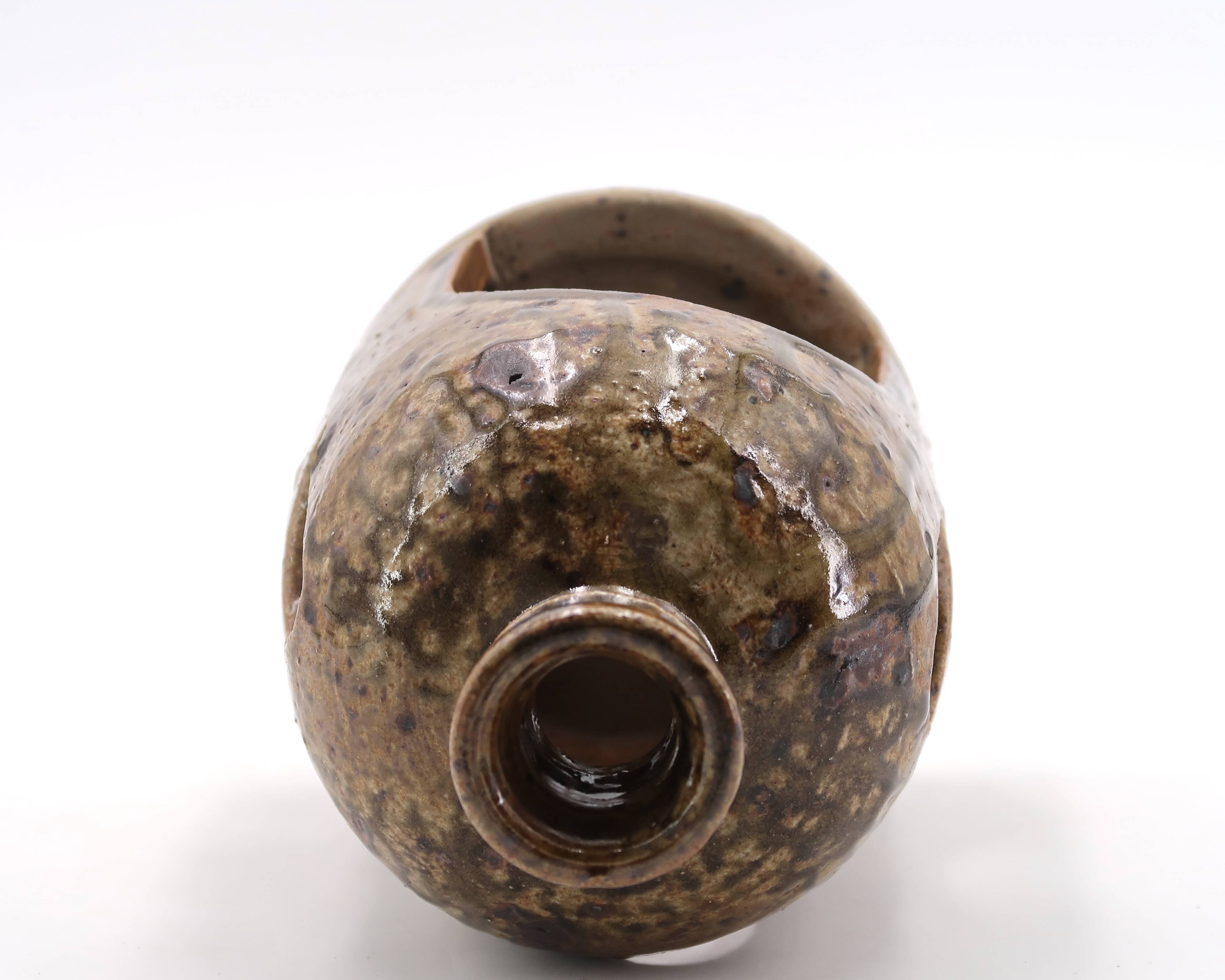 Signed stoneware lantern candle holder, 1960s