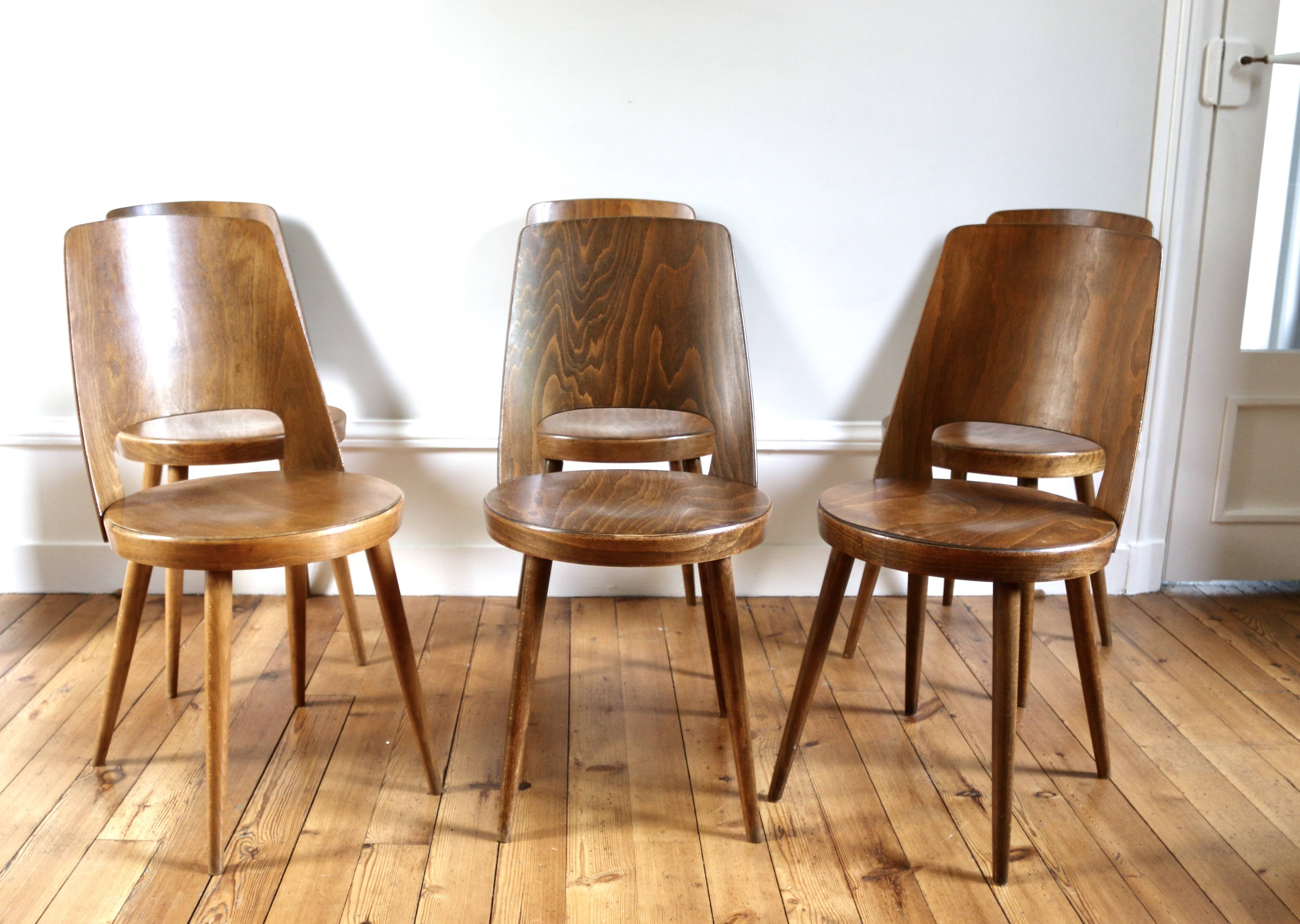 6 Baumann Mondor model teak chairs, 1960