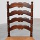 Rustic Oak Ladder-Back Chair with Rush Seat and Cabriole Front Legs, France