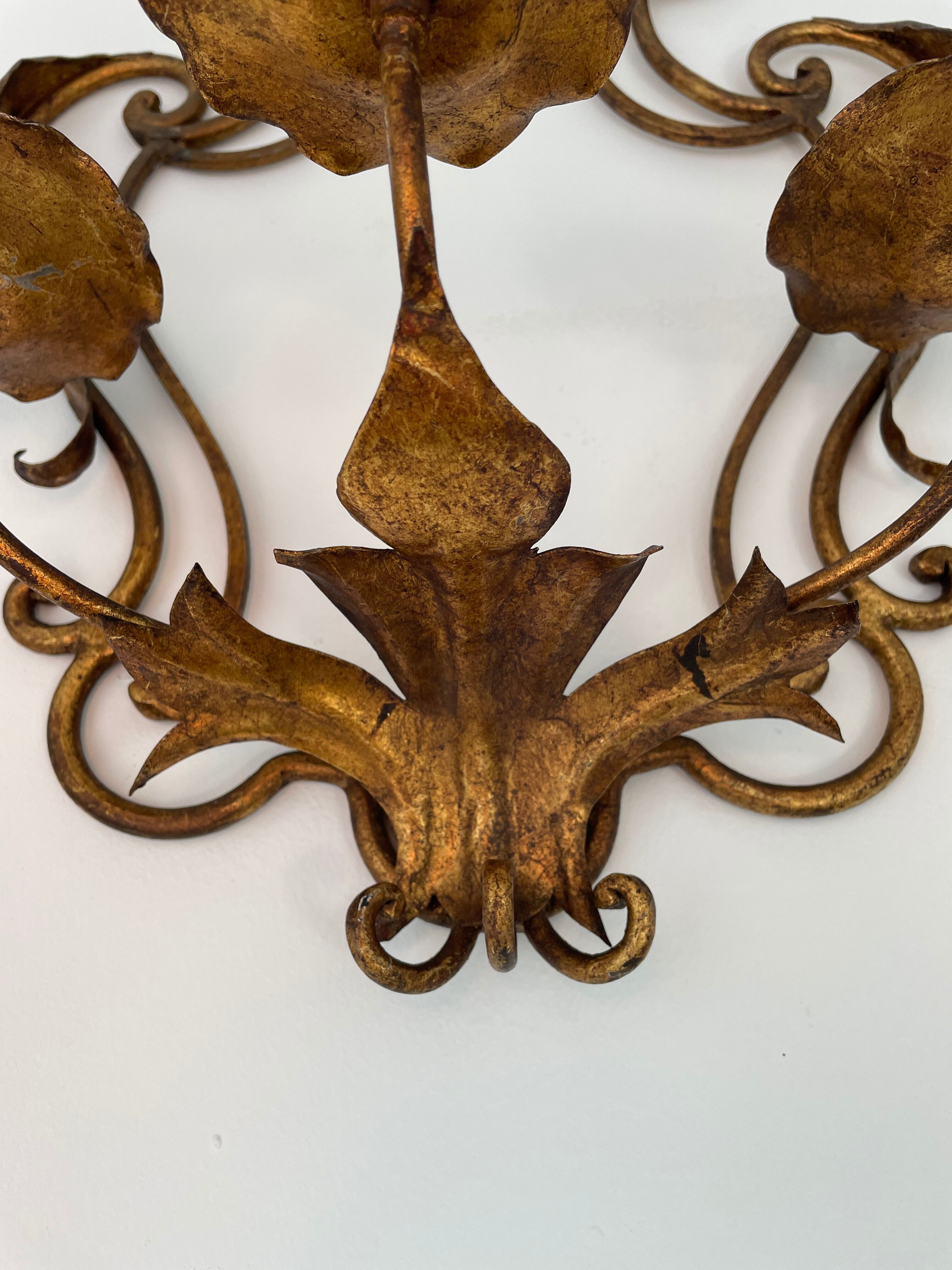 Pairs of sconces with 3 brass fires early XXth