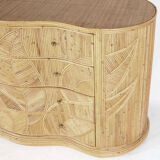 Commode « feuilles » en rotin