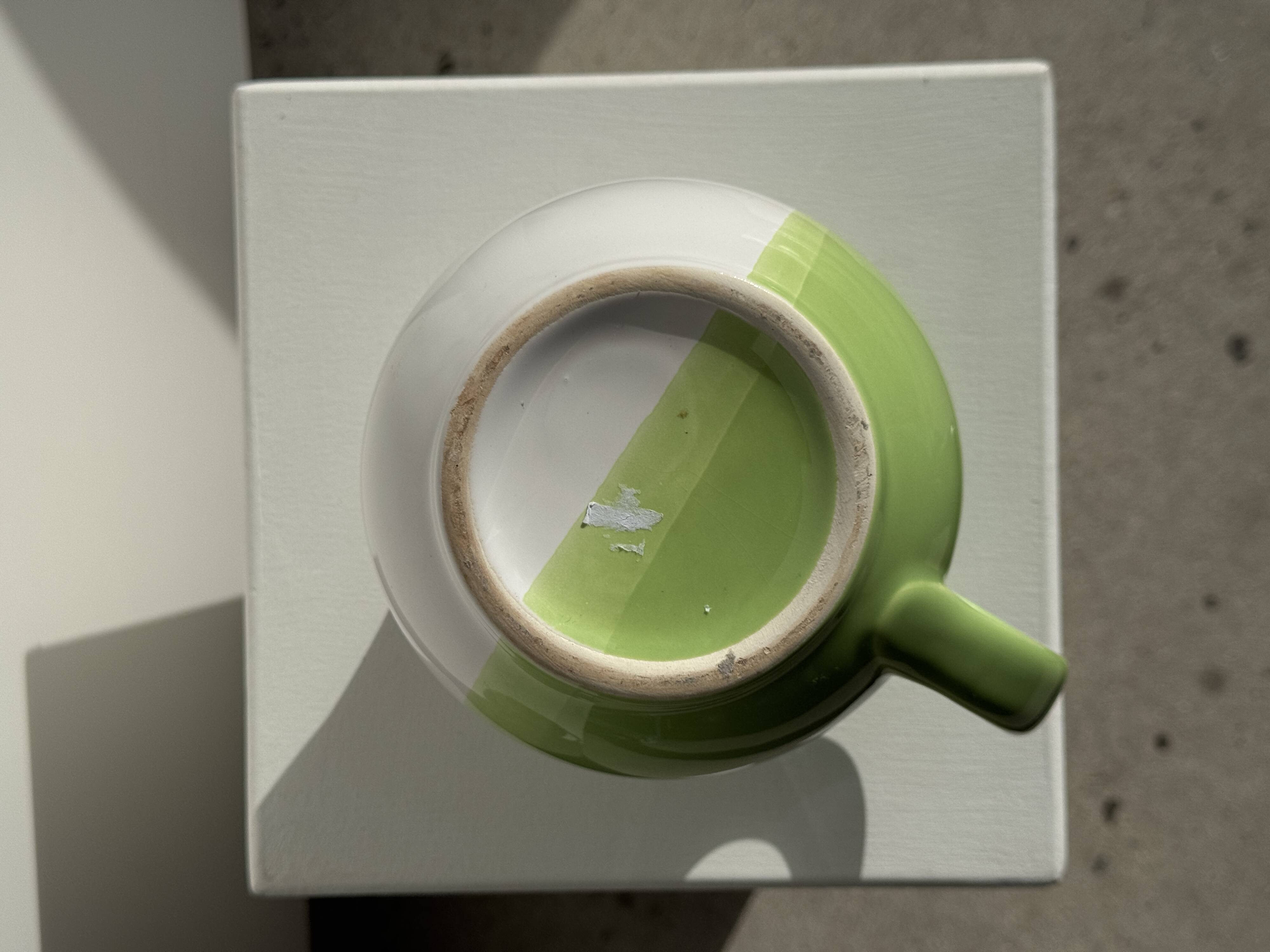 90s white and green ceramic carafe H17 D11