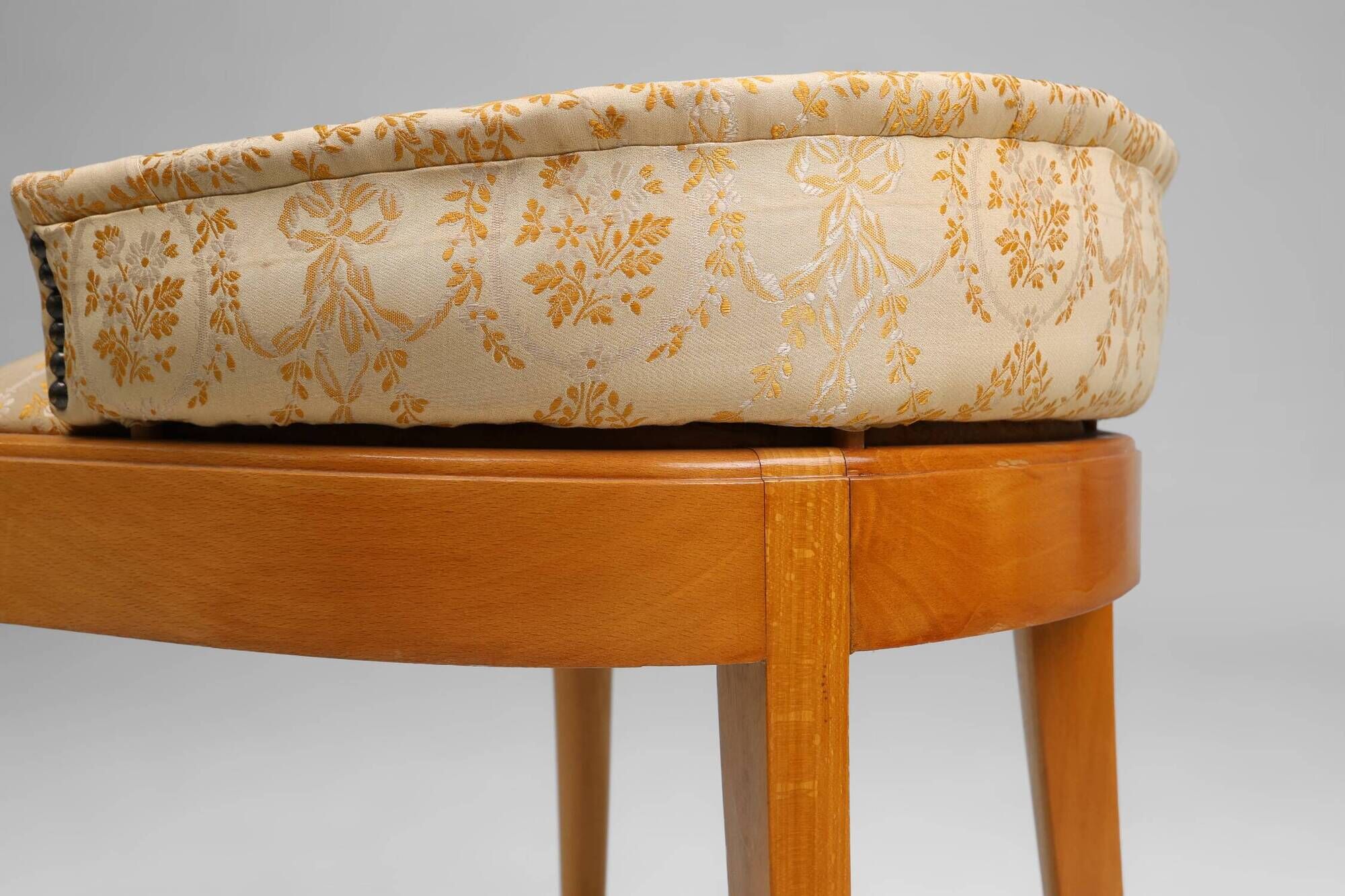French 1940s Art Nouveau side chair in beech wood with low back