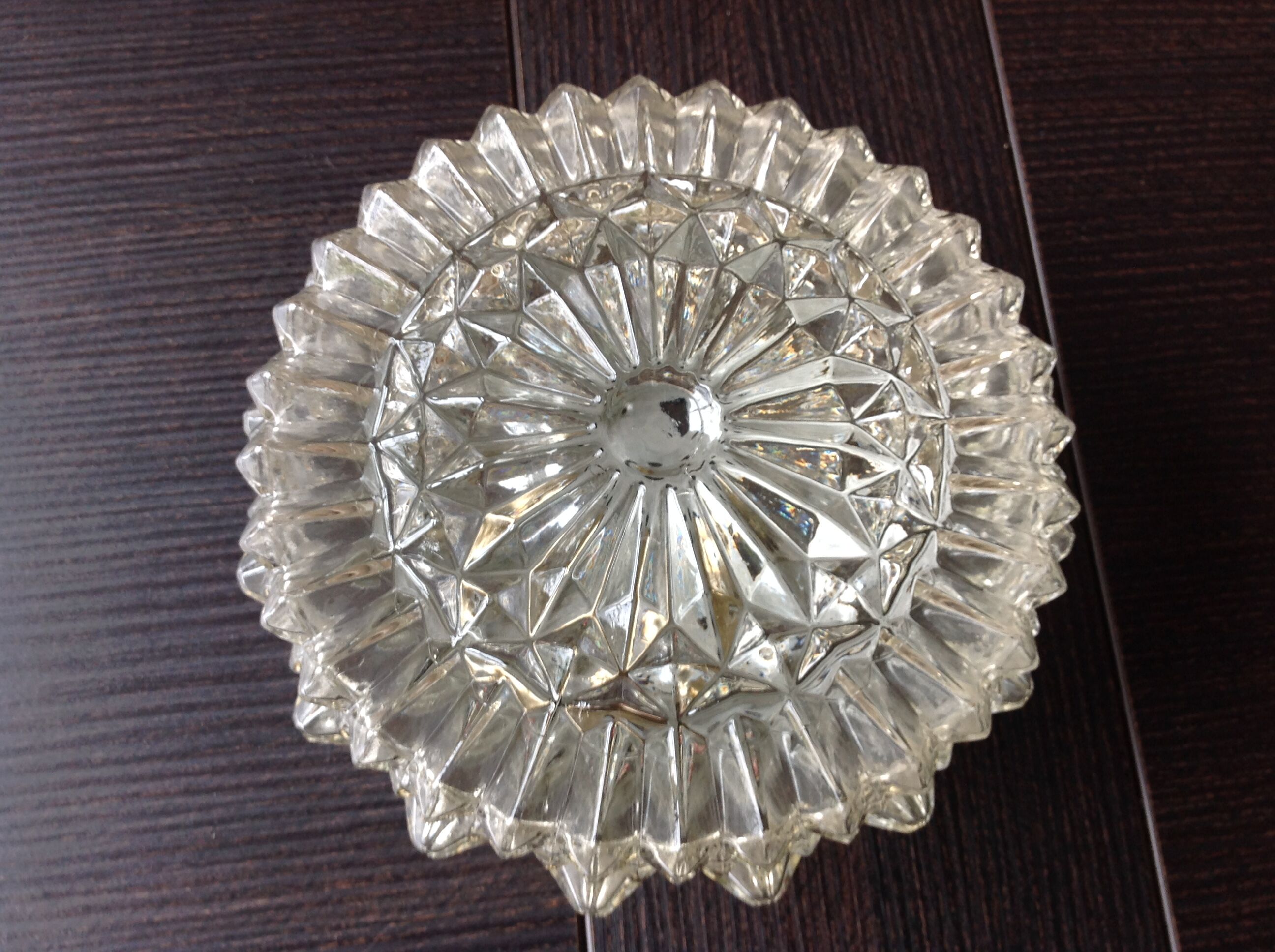 Round ceiling lamp diamond tips vintage 60s-70s