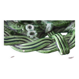 Antique woven basket in green glazed ceramic, fish decoration