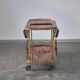 1970s drinks bar cart with side flaps in marquetry