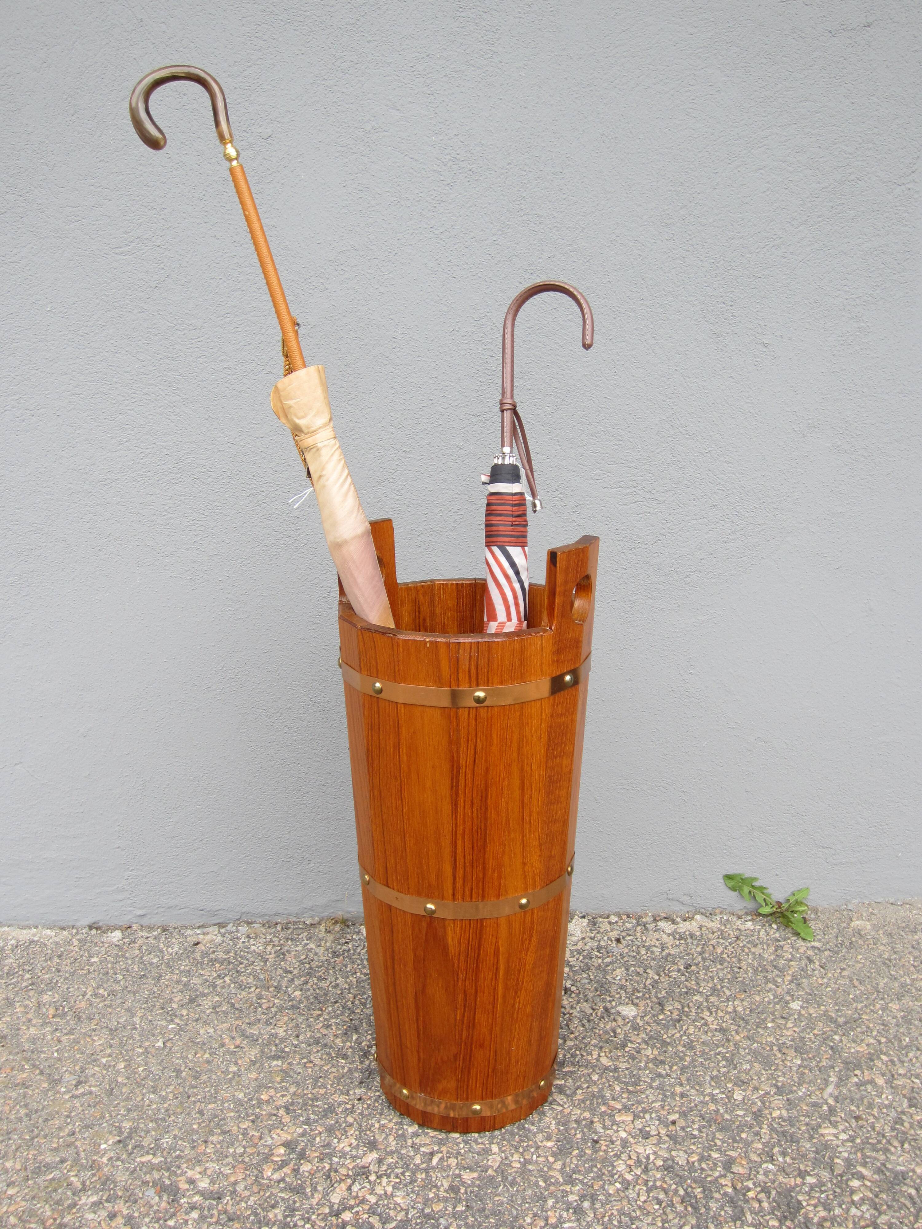 Scandinavian teak umbrella stand by JH Sävsjö