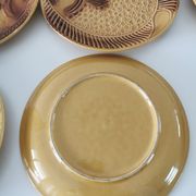 Set of 6 Vintage Fish Plates Set: 1970s KIL Yugoslavia Retro Serving Dishes