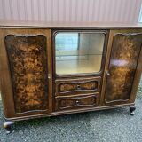 Enfilade Art deco chippendale Mid-century vintage 1950 Ronce de noyer