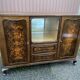 Art deco Chippendale sideboard Mid-century vintage 1950 Burl walnut