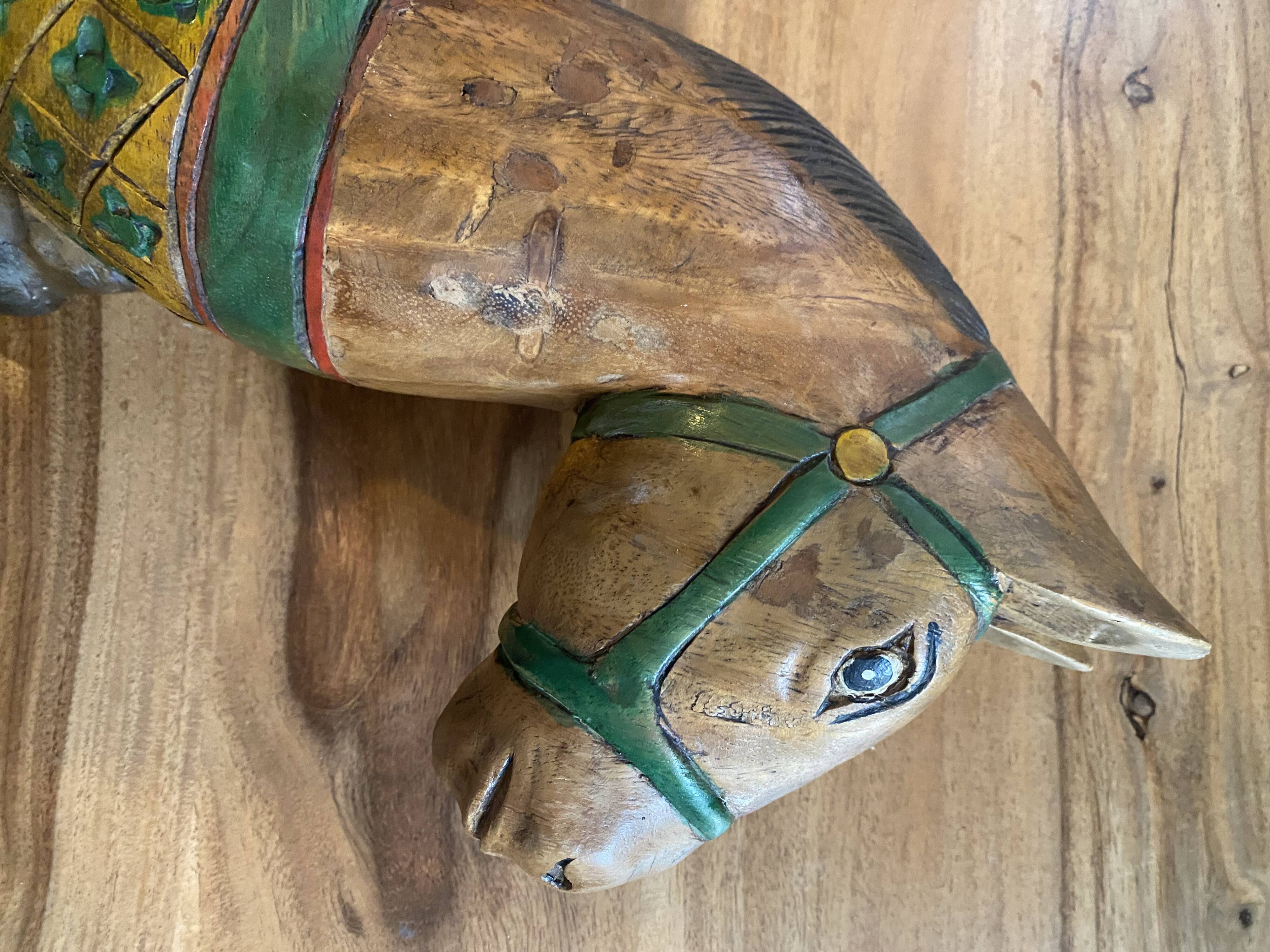 Antique wooden rocking horse, hand-carved.