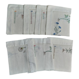 Embroidered placemats in vintage linen field flowers series of seven