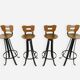 Set of 4 vintage high stools in 1970s brutalist style.