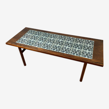 Table basse scandinave vintage en palissandre et faïence, années 60