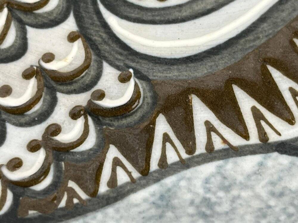 Vintage wall plate in West German pottery with rooster design, 1970s.