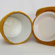 Pair of poufs, fur stools with storage inside, 1970s.