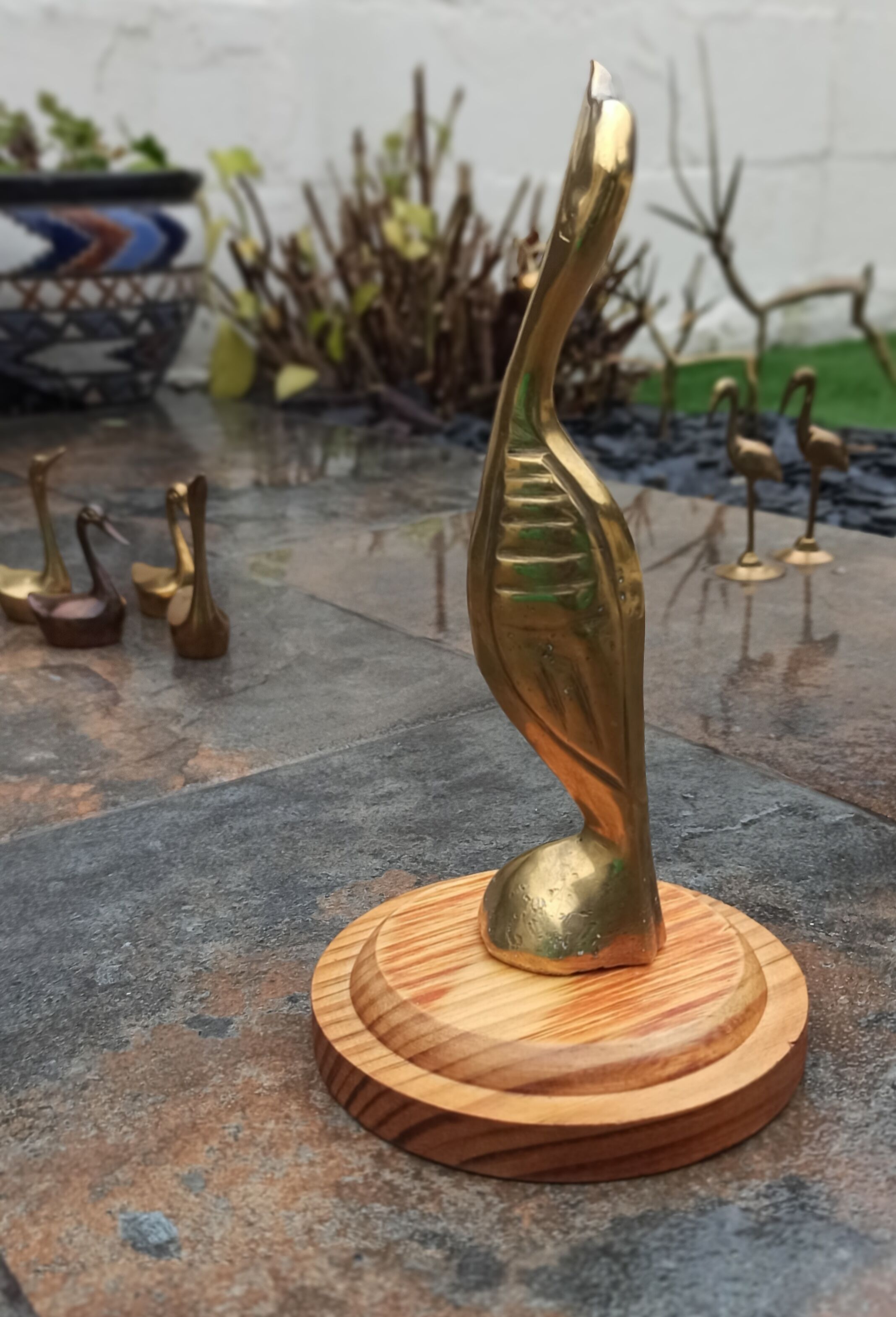 Cormoran vintage en laiton sur socle