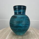 Accolay vase, blue Gallic ceramic, 1960s