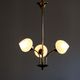 Vintage brass chandelier tulip white strié glass 1950 3 old light lights restored