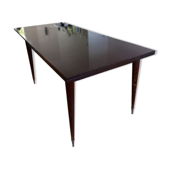 Dining table mahogany lacquered vintage 60s