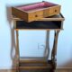 Lyre bedside table, cherry wood, 1960s.