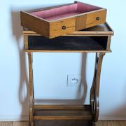 Lyre bedside table, cherry wood, 1960s.
