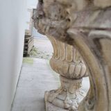 Pair of planter vases decorated with faces in reconstituted stone 1950s