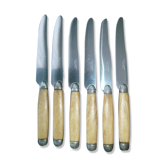 Set of 6 table knives Inoxidable steel and horn Stamped Châtellerault