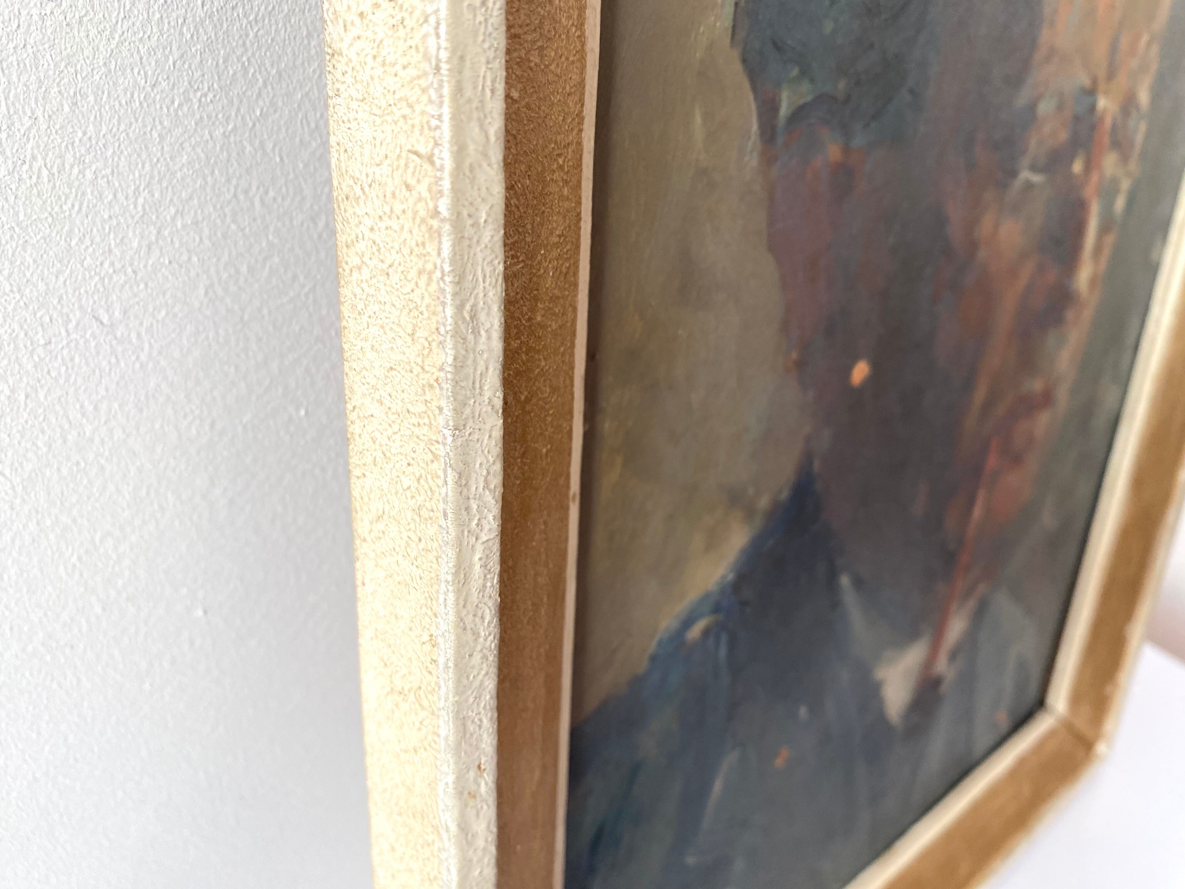 Huile sur carton d’un homme XXème siècle