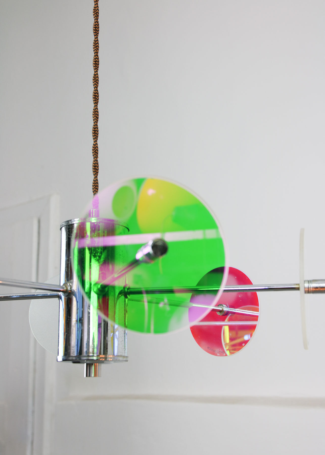 Vintage Italian Chrome Lamp Duo, 70s