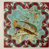 Gien old tile wall tiles decoration pheasant birds XIXth