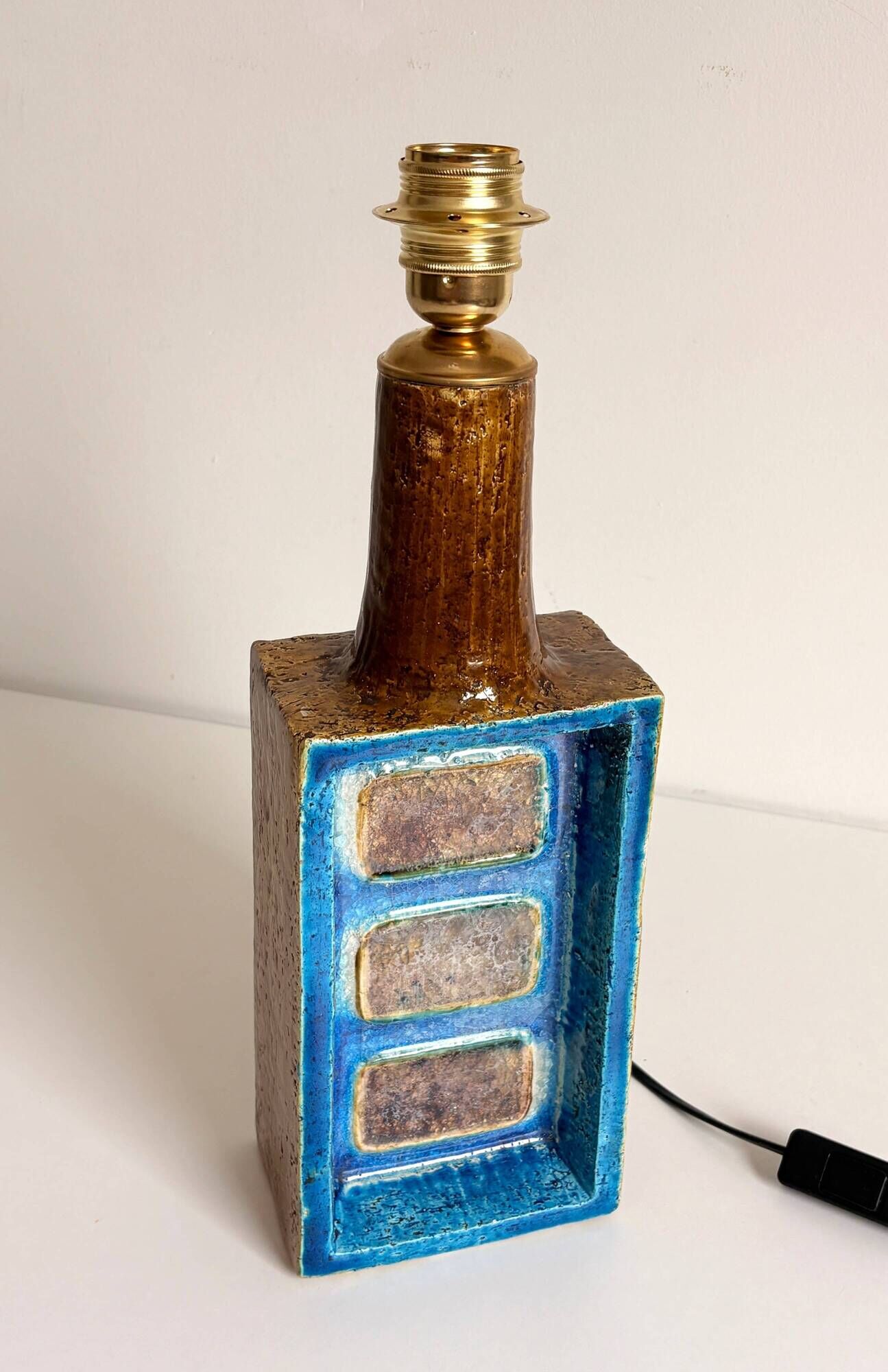 Aldo Londi for Bitossi Chamotte Ceramic Table Lamp, Italy, 1960s