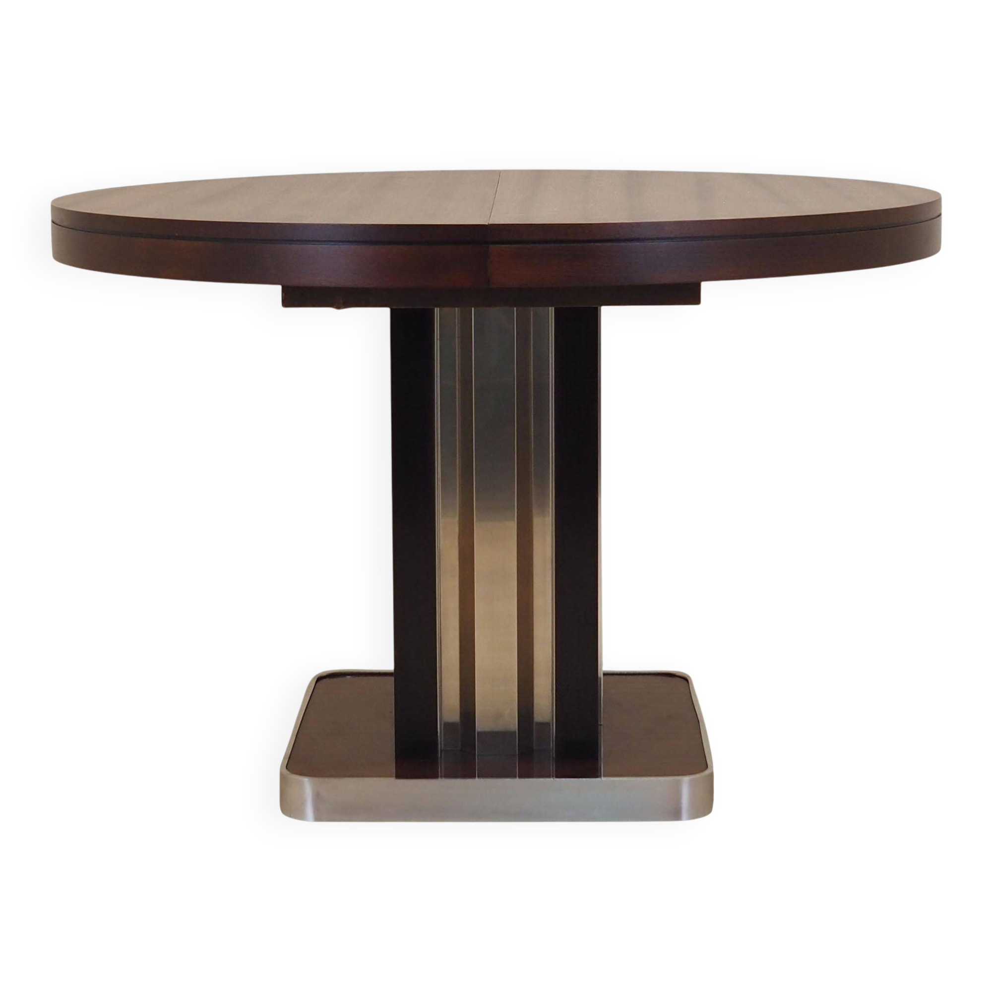 Round mahogany table, Italian design, 1970s, production: Italy