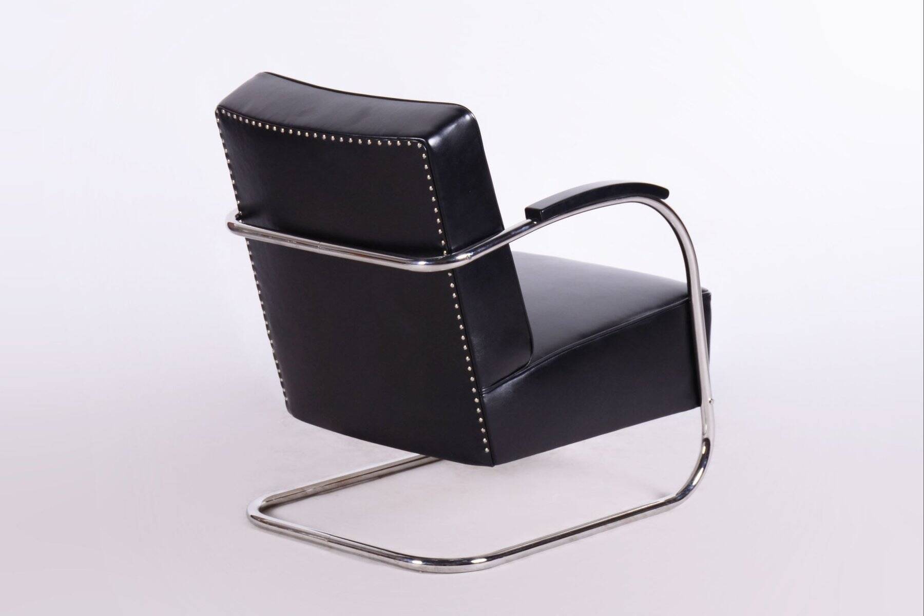 Bauhaus Seating Set in Chrome and Leather from Mücke Melder, Czech, 1930s, Set of 3