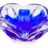 Sculptural Cobalt Blue & Crystal Sommerso Dish - Murano - 1960