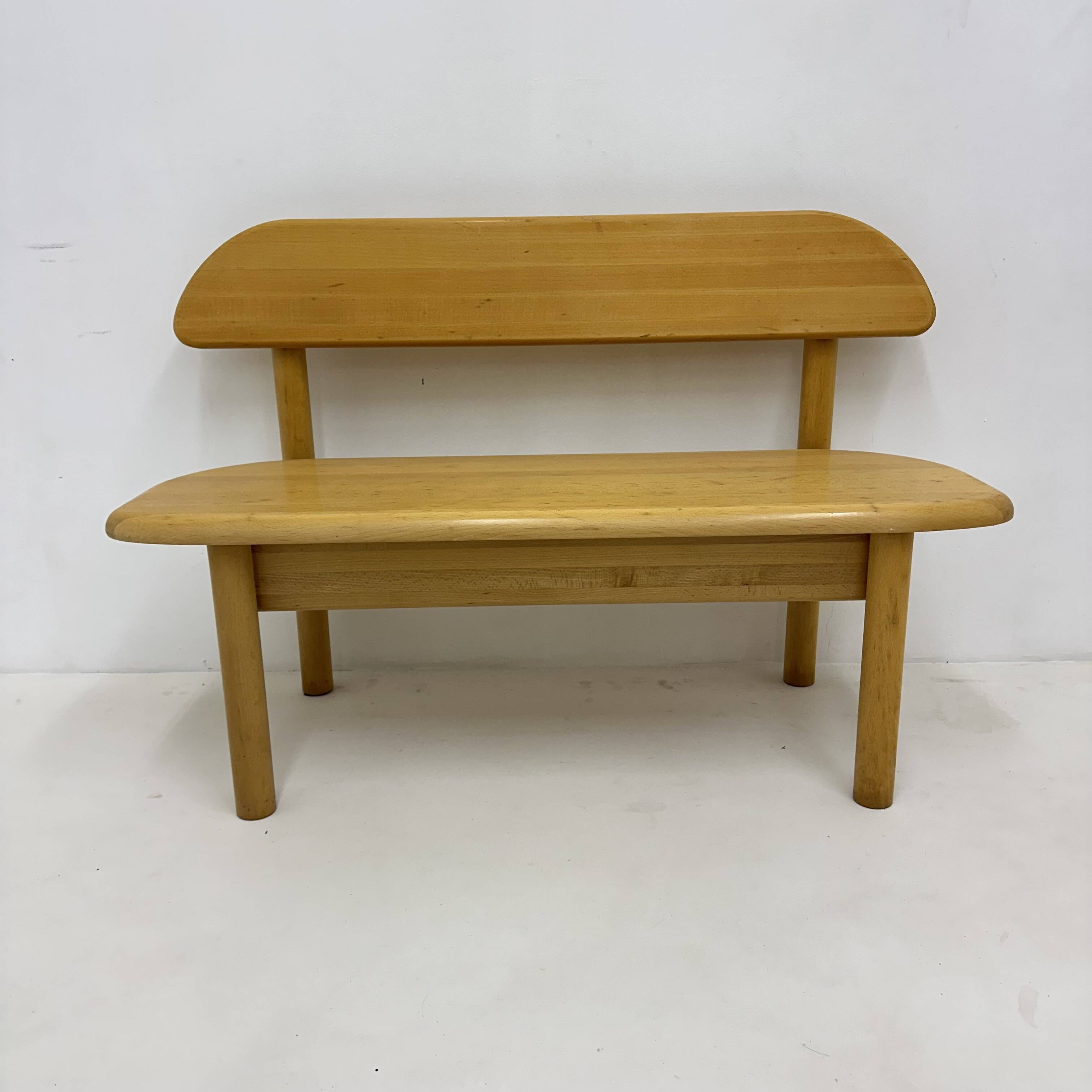 Vintage Danish Ansager mobler solid wooden bench , 1970s