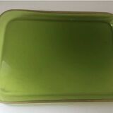 Antique Baccarat green and gold crystal tray?