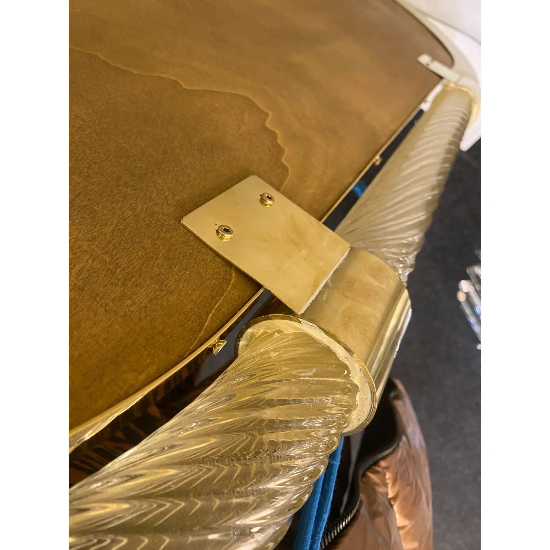 Elegant "Torciglione" Gold Murano Glass Wall Mirror in Barovier Style
