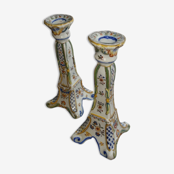 Pair of ceramic candle holders Rouen