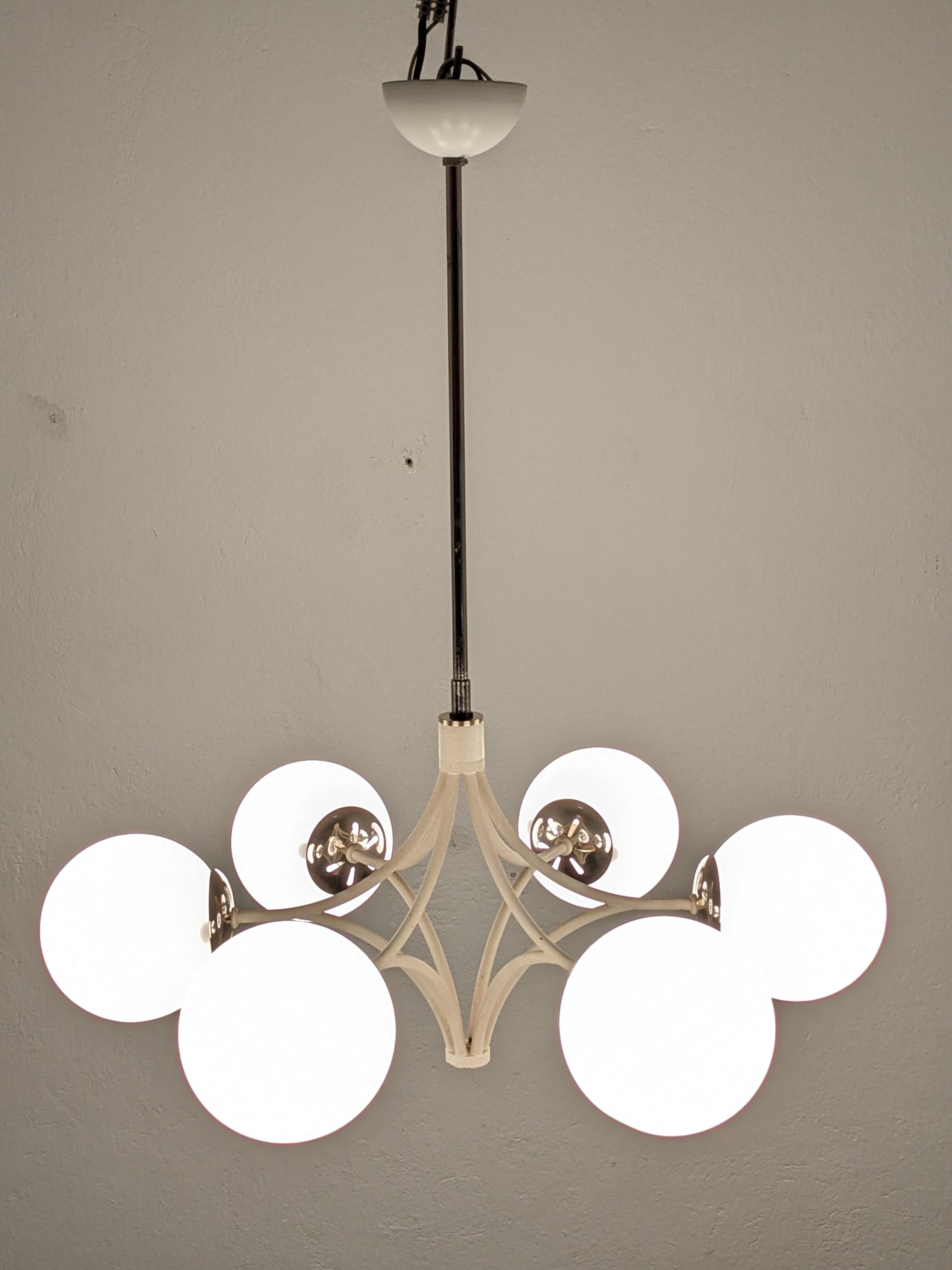 Space age chandelier with 6 lights of the 50s/60s