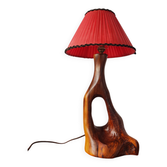 Brutalist lamp 1950/60 olive wood