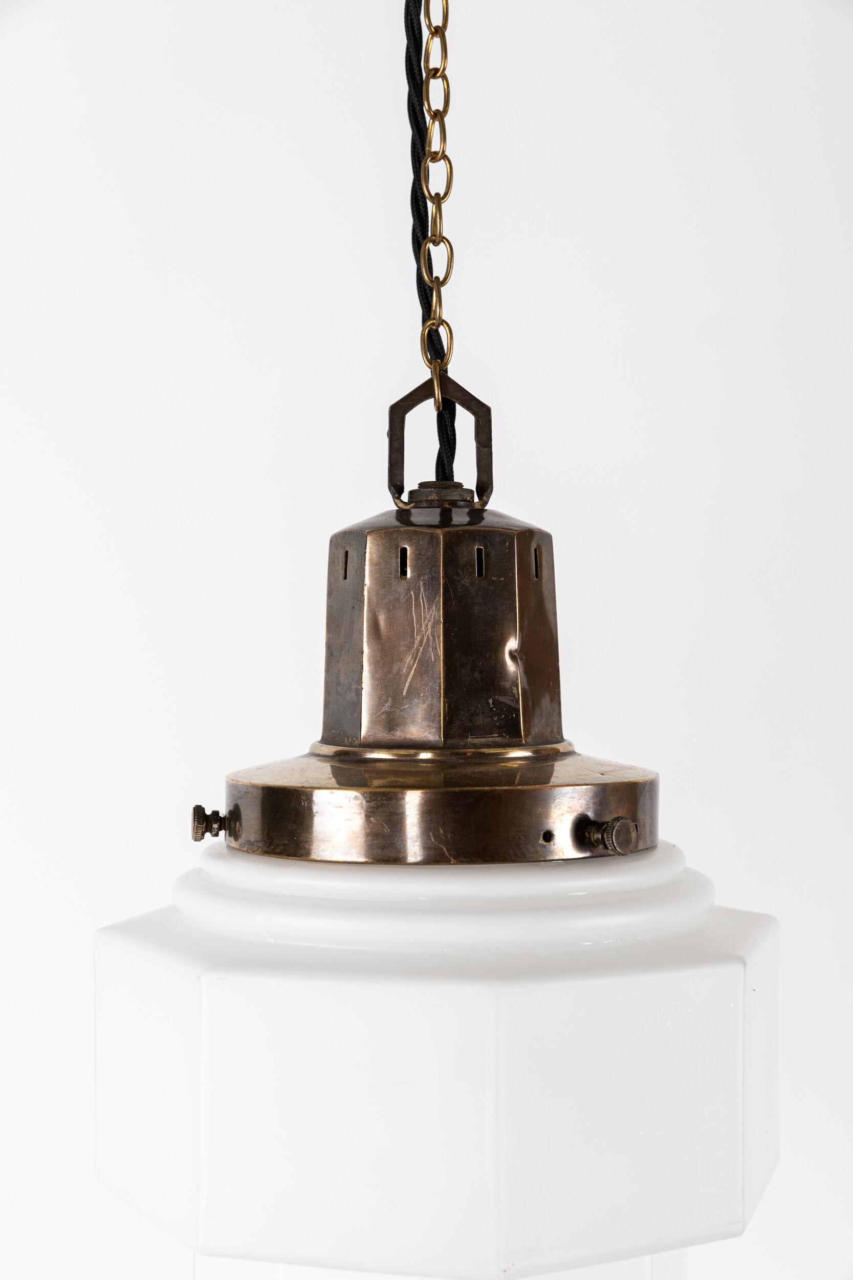 Octagonal art deco skyscraper opaline lamp