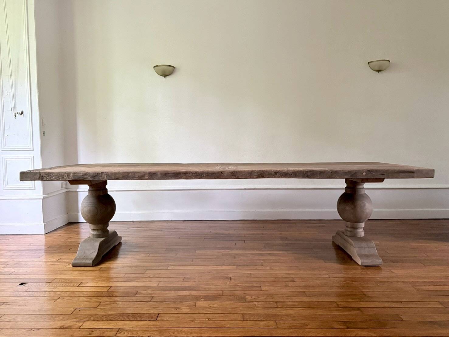 Monastery table - sun - in solid old oak - length 375 cm