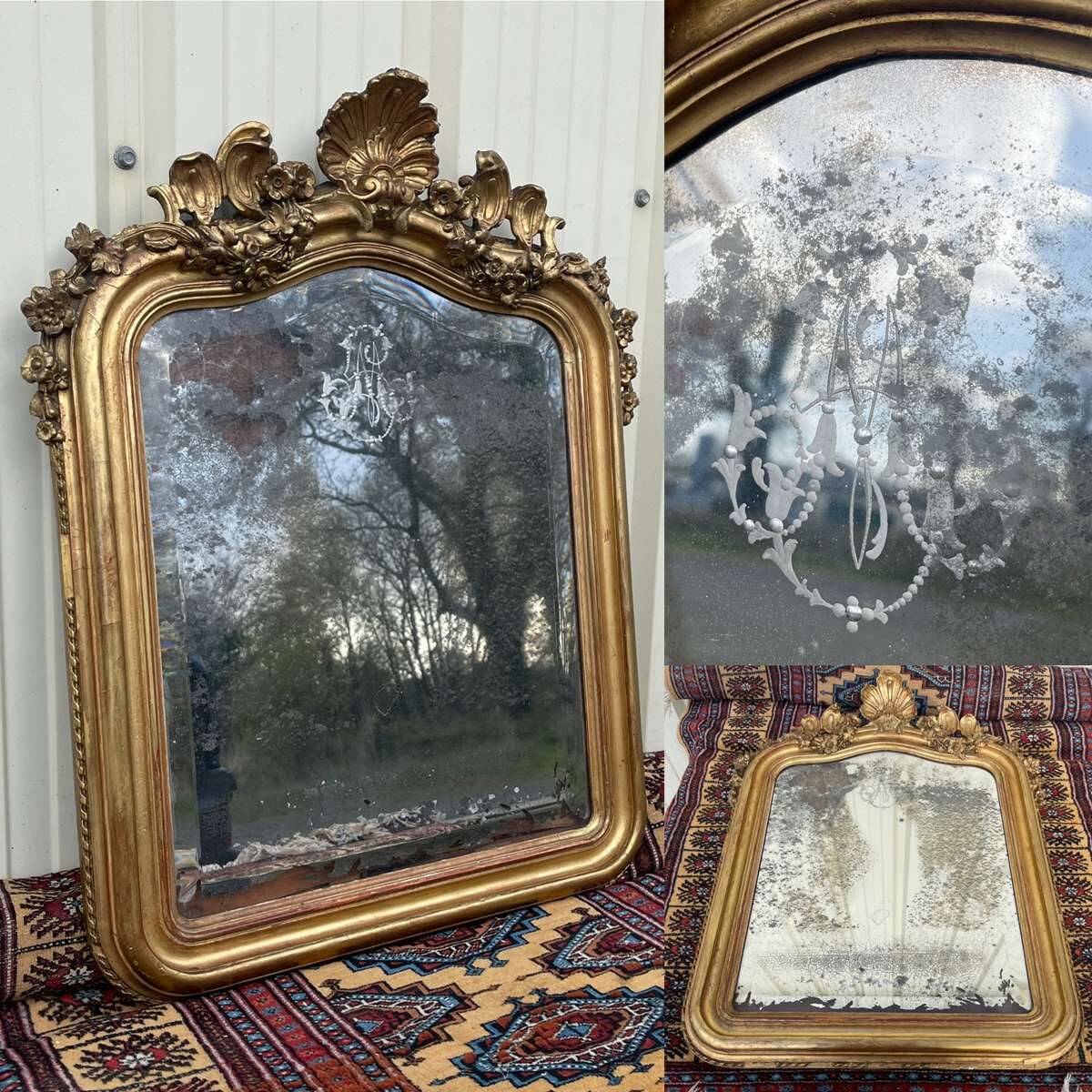 Louis XV mirror, early 19th century, restored.